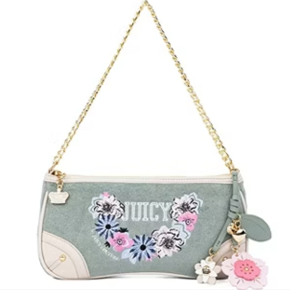 NWT Juicy By Juicy Couture Sage Floral Embroidered Shoulder Bag - Picture 1 of 7